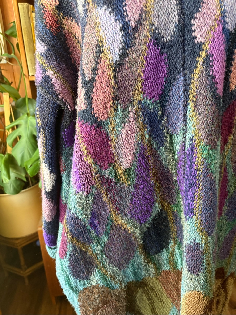 Hand-Knit Colourful Oversize Knit Sweater OS - Picture 6 of 10